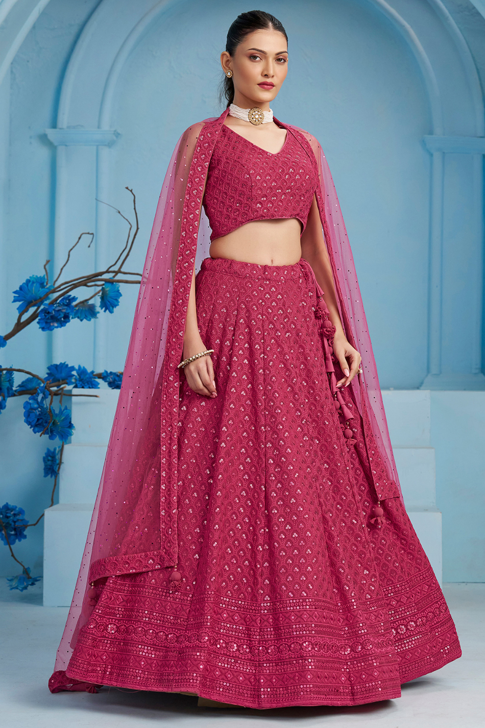 Elegant Wedding Wear Lehenga Choli with Intricate Georgette Embroidery