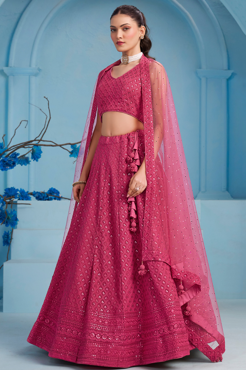 Elegant Wedding Wear Lehenga Choli with Intricate Georgette Embroidery