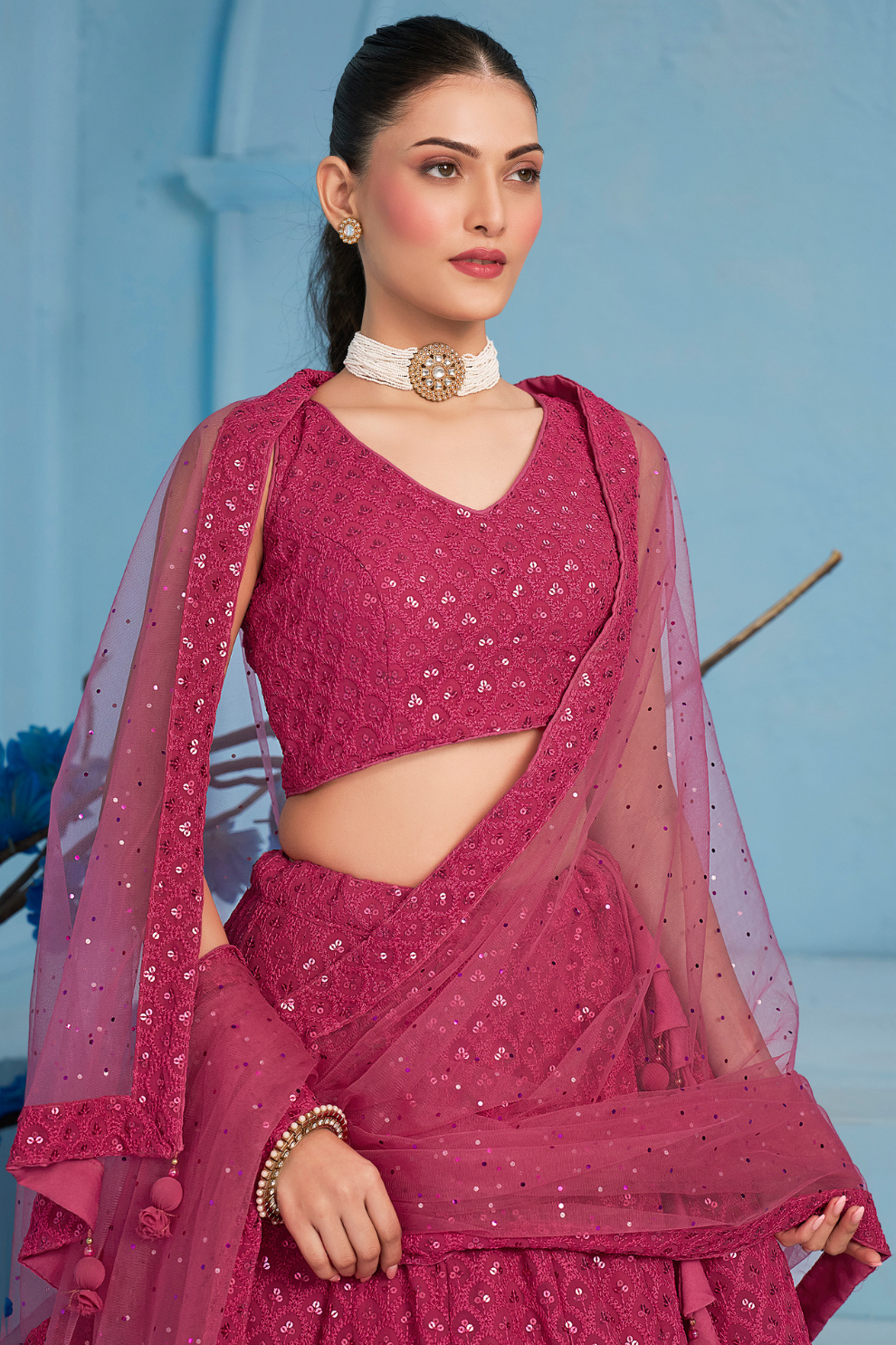 Elegant Wedding Wear Lehenga Choli with Intricate Georgette Embroidery