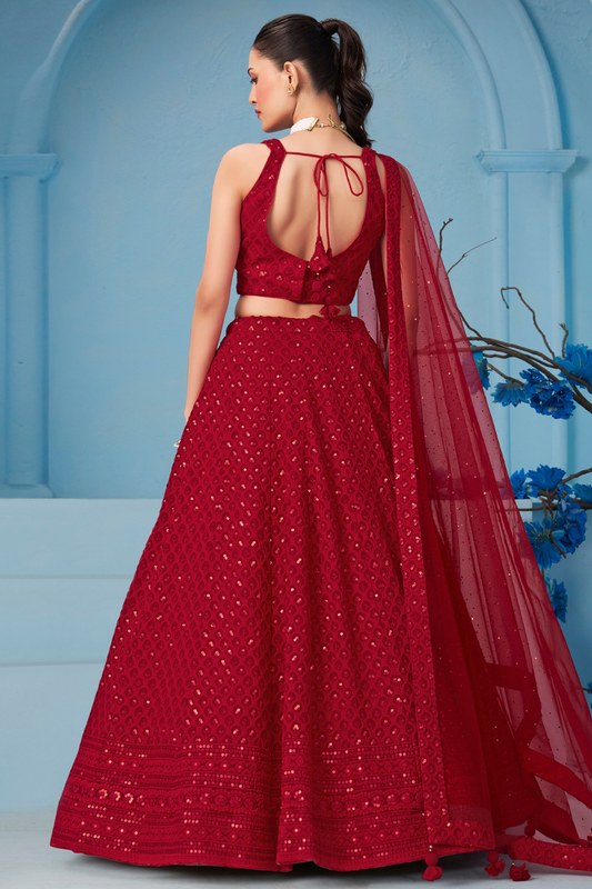 Elegant Wedding Wear Lehenga Choli with Intricate Georgette Embroidery