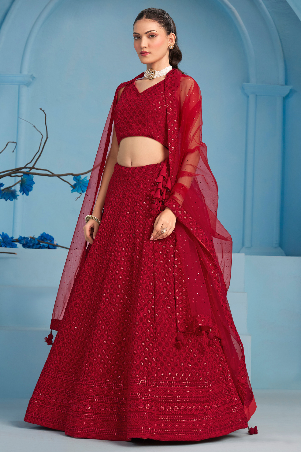 Elegant Wedding Wear Lehenga Choli with Intricate Georgette Embroidery