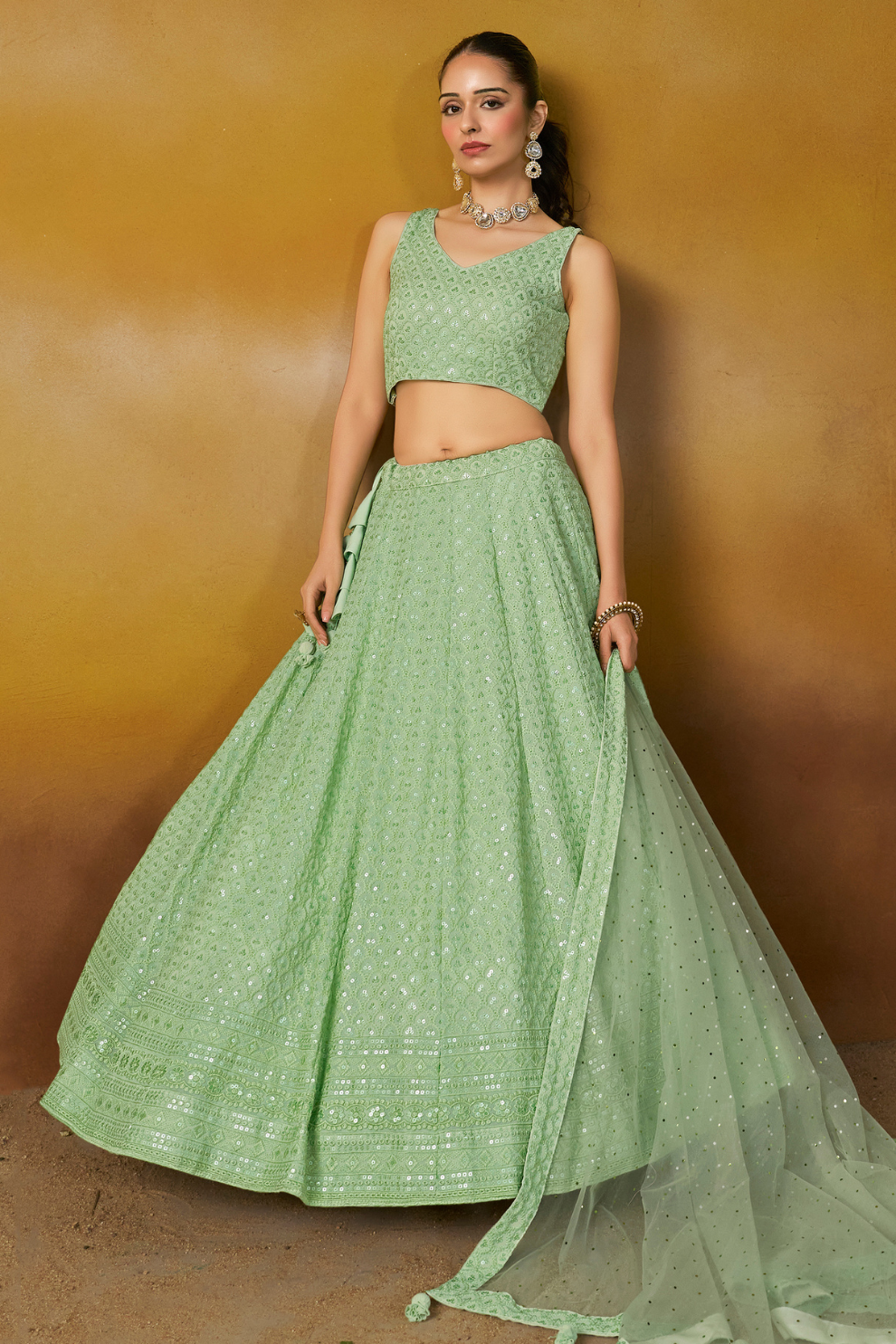 Ornate Thread and Sequin Embroidered Festive Lehenga Choli
