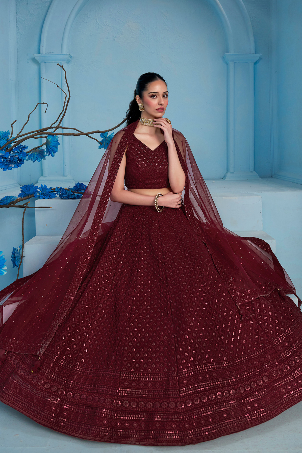 Elegant Wedding Wear Lehenga Choli with Intricate Georgette Embroidery