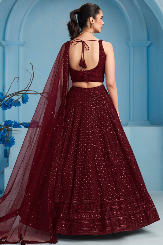 Elegant Wedding Wear Lehenga Choli with Intricate Georgette Embroidery