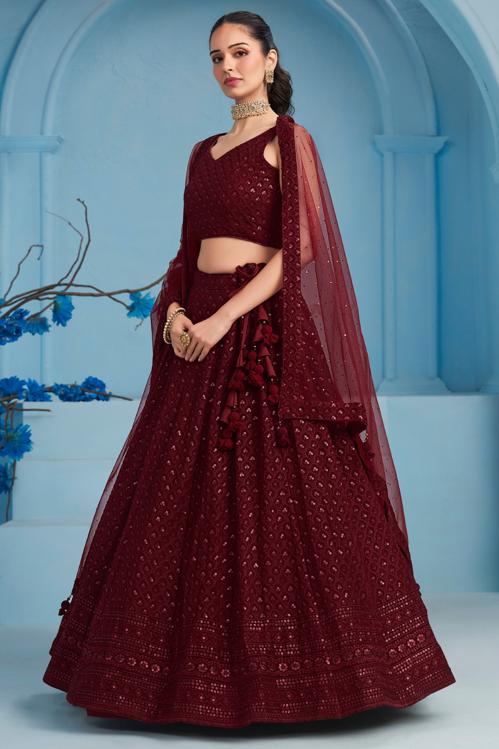 Elegant Wedding Wear Lehenga Choli with Intricate Georgette Embroidery