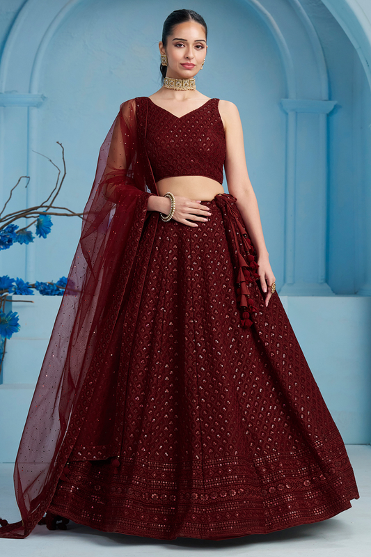 Elegant Wedding Wear Lehenga Choli with Intricate Georgette Embroidery