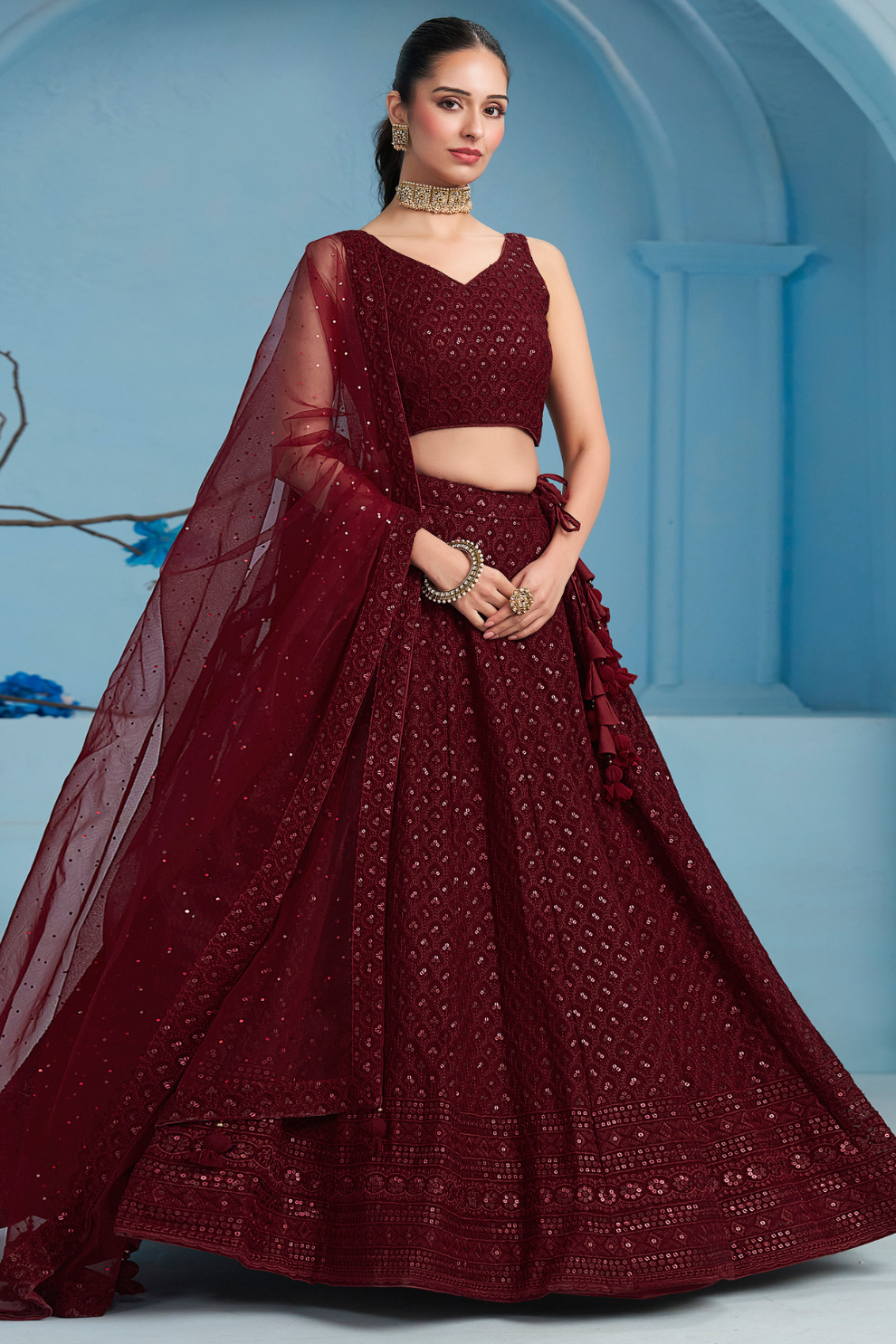 Elegant Wedding Wear Lehenga Choli with Intricate Georgette Embroidery