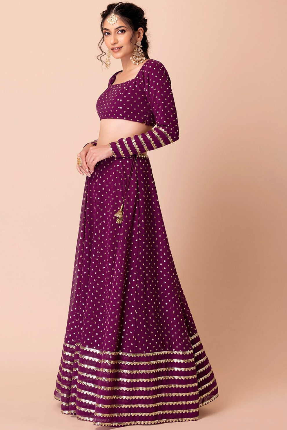 Graceful Zari & Sequins Embroidered Lehenga for Festive Occasions