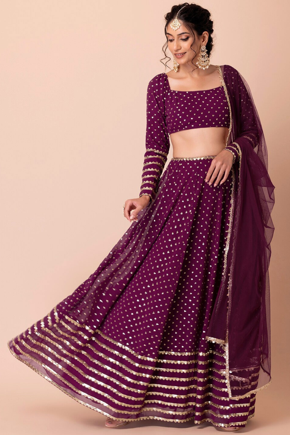 Graceful Zari & Sequins Embroidered Lehenga for Festive Occasions