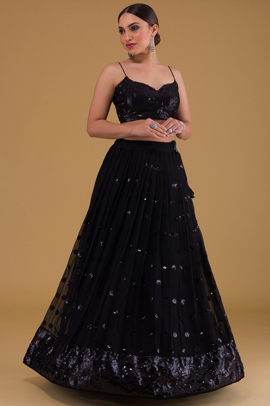 Graceful Zari & Sequins Embroidered Lehenga for Festive Occasions
