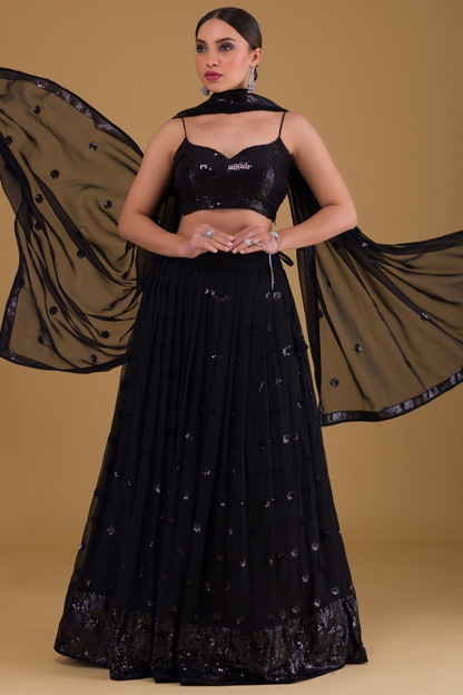 Graceful Zari & Sequins Embroidered Lehenga for Festive Occasions