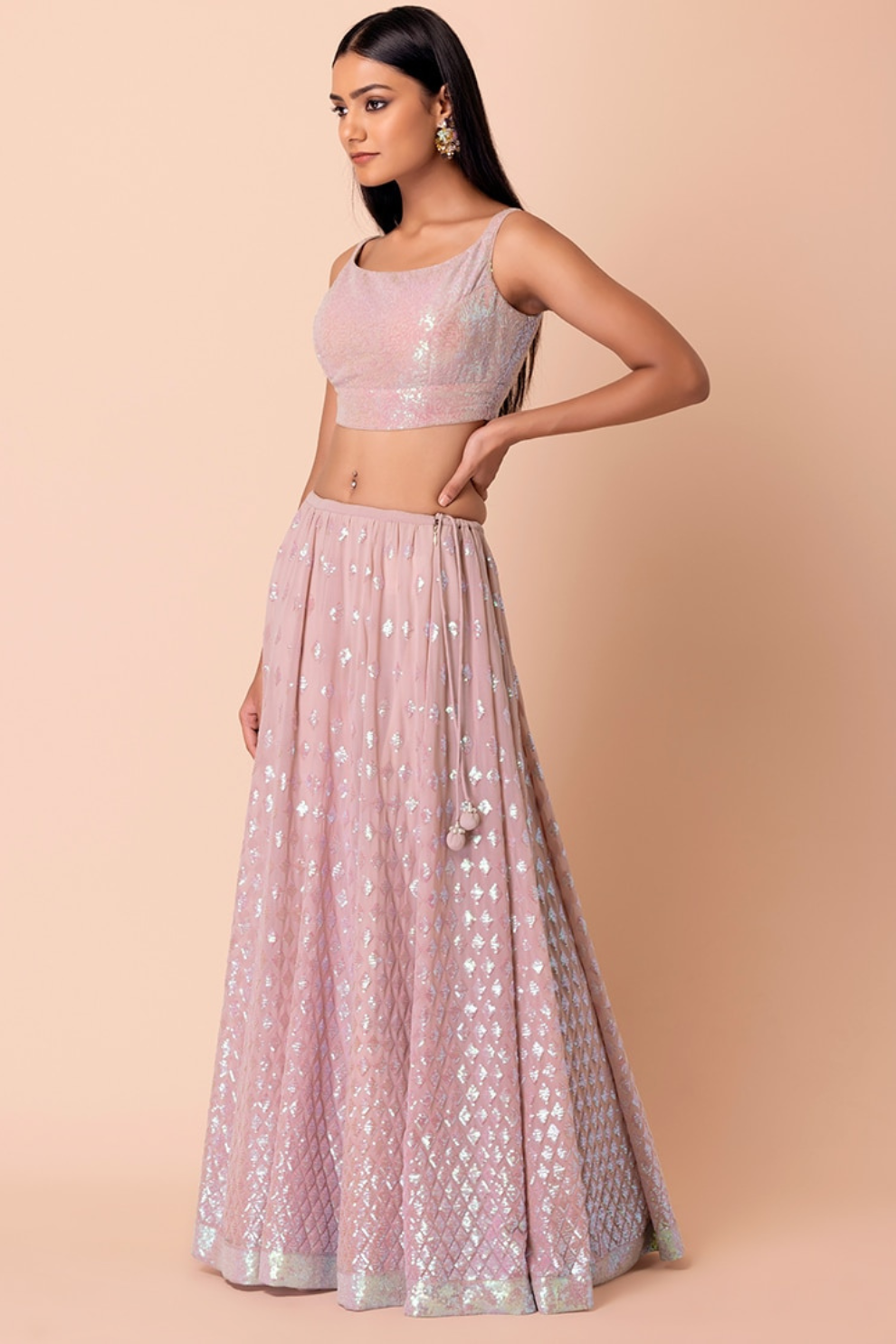 Graceful Zari & Sequins Embroidered Lehenga for Festive Occasions