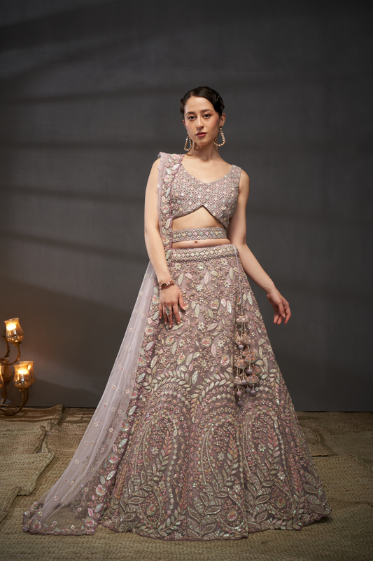 Designer Net Lehenga Choli with Elegant Embroidery