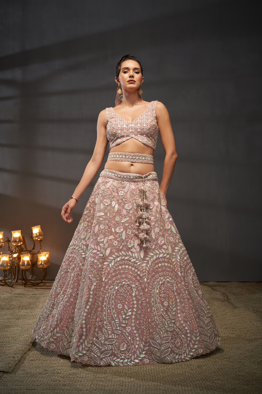Designer Net Lehenga Choli with Elegant Embroidery