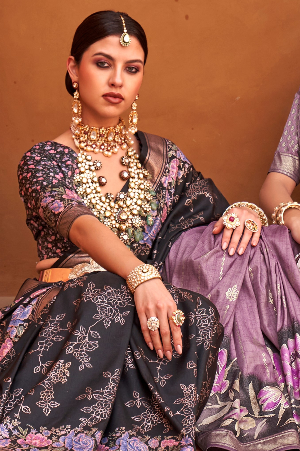 Banarasi Printed Silk Saree with Traditional Zari Highlights