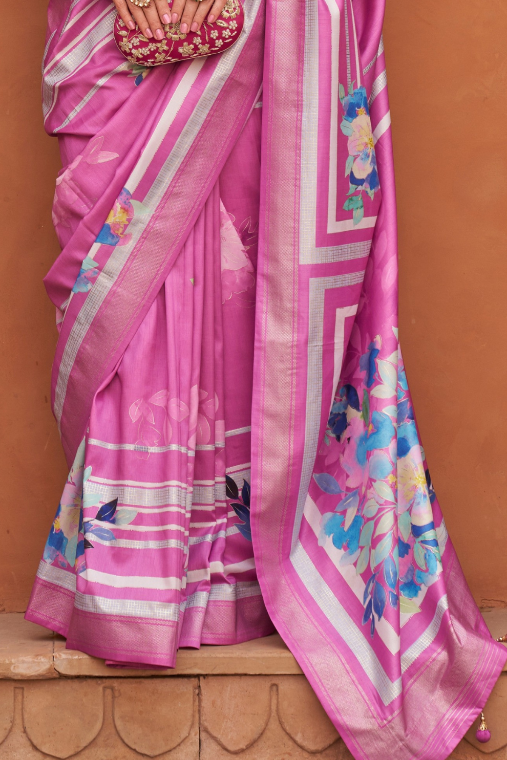 Banarasi Printed Silk Saree with Traditional Zari Highlights