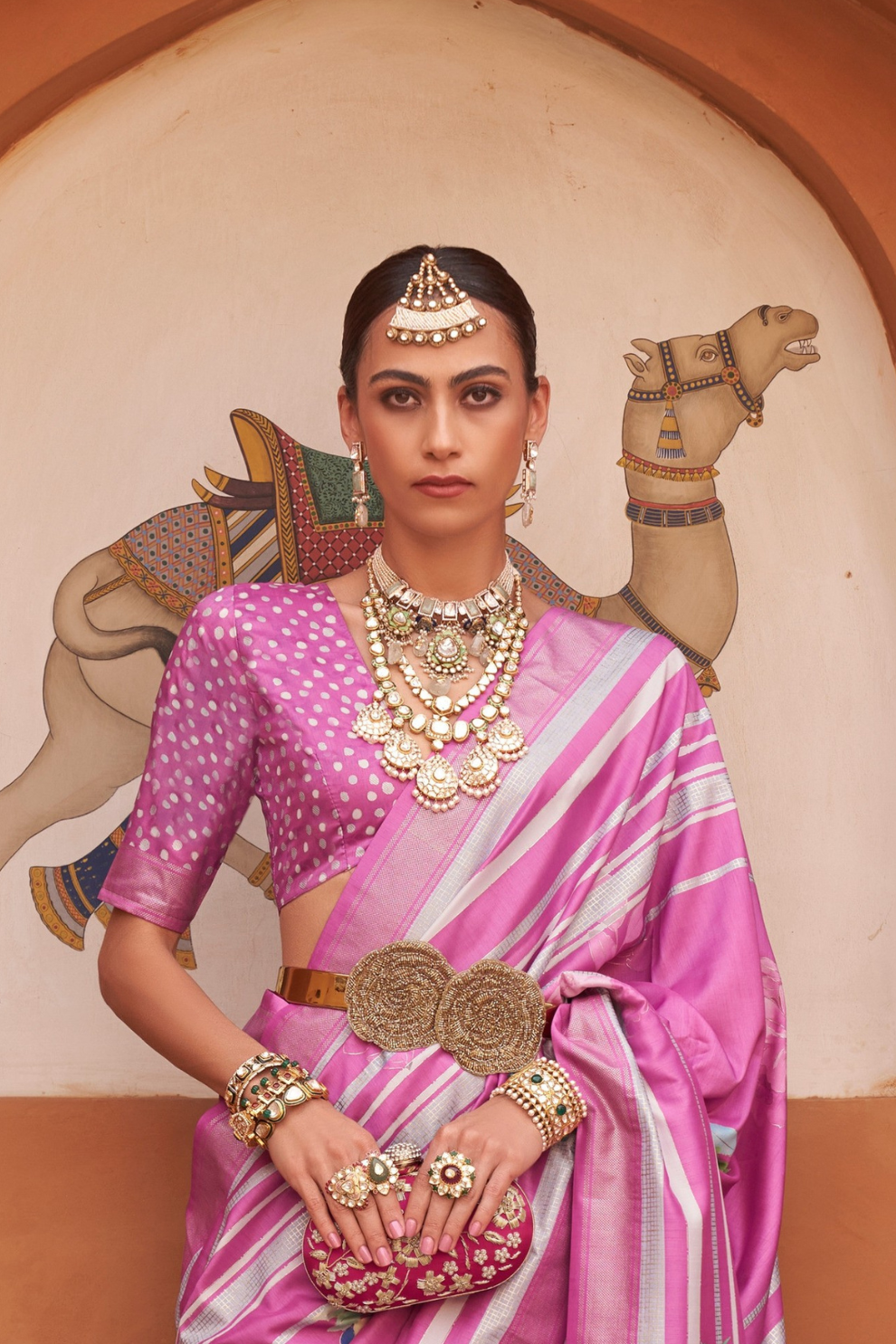 Banarasi Printed Silk Saree with Traditional Zari Highlights