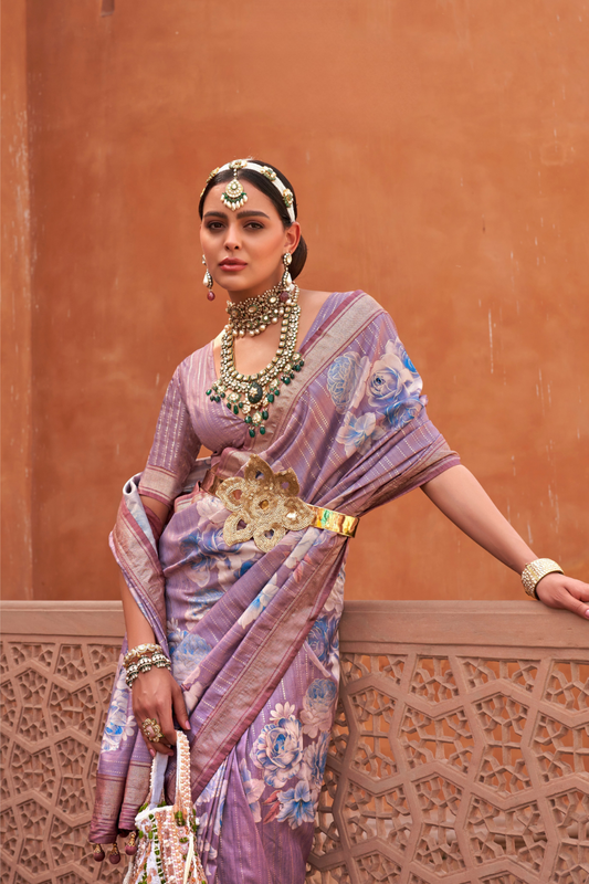 Banarasi Printed Silk Saree with Traditional Zari Highlights