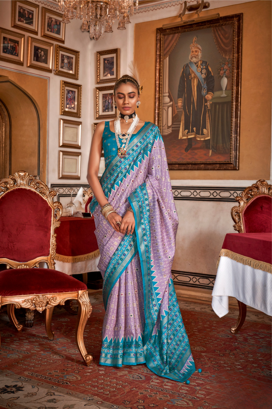Soft Viscose Silk Woven Printed Patola Designed Saree