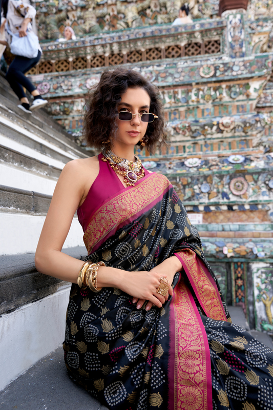 Soft Banarasi Bandhani Silk Saree with Traditional Weaving - LaVante Fashion
