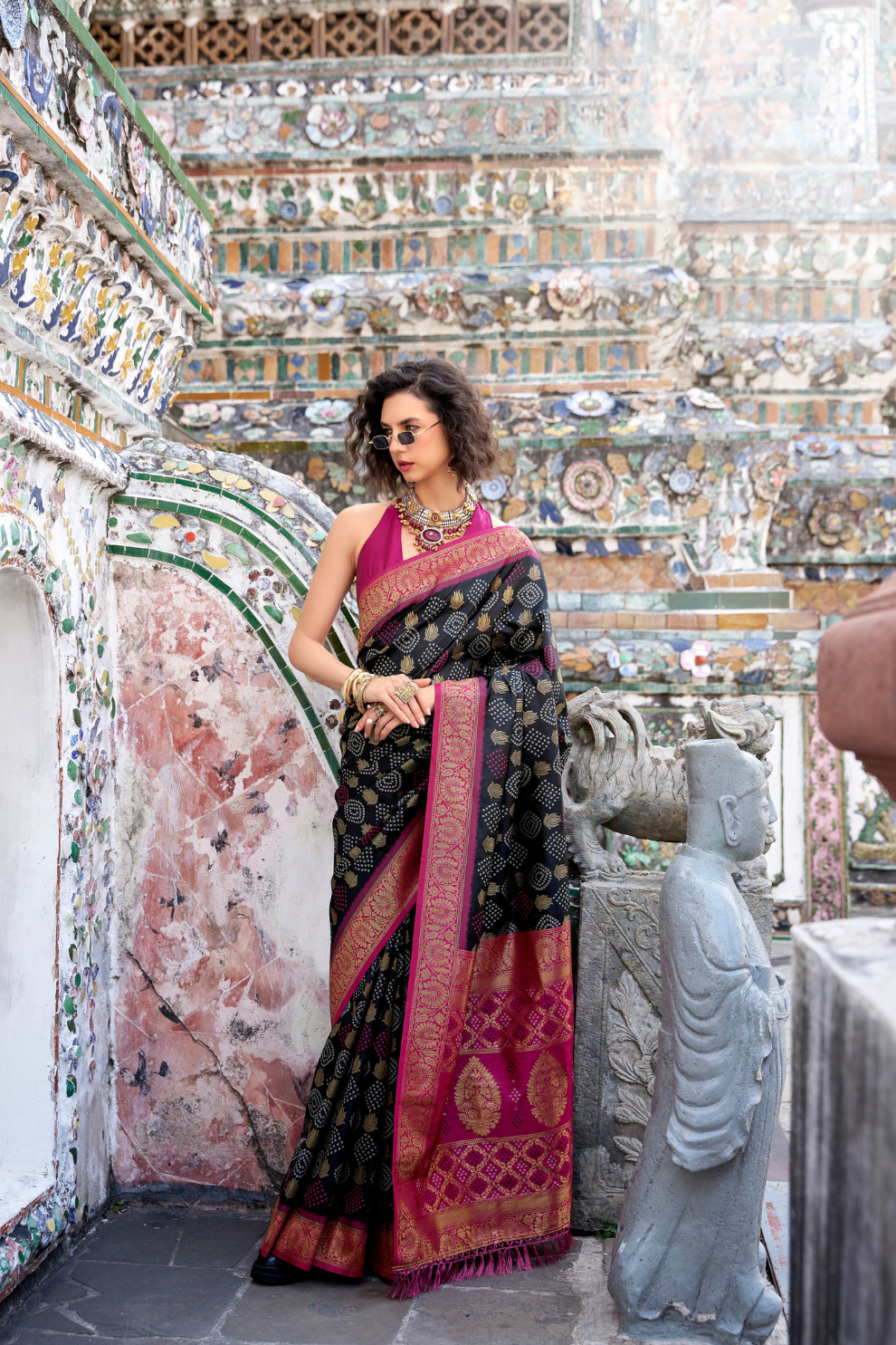 Soft Banarasi Bandhani Silk Saree with Traditional Weaving - LaVante Fashion
