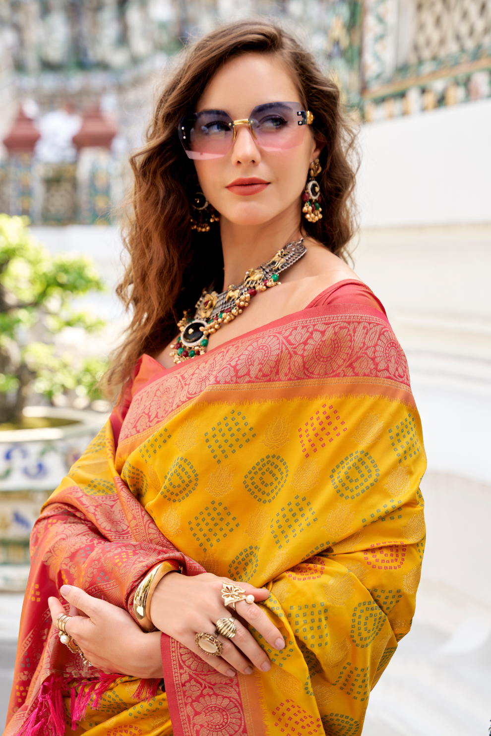 Soft Banarasi Bandhani Silk Saree with Traditional Weaving - LaVante Fashion