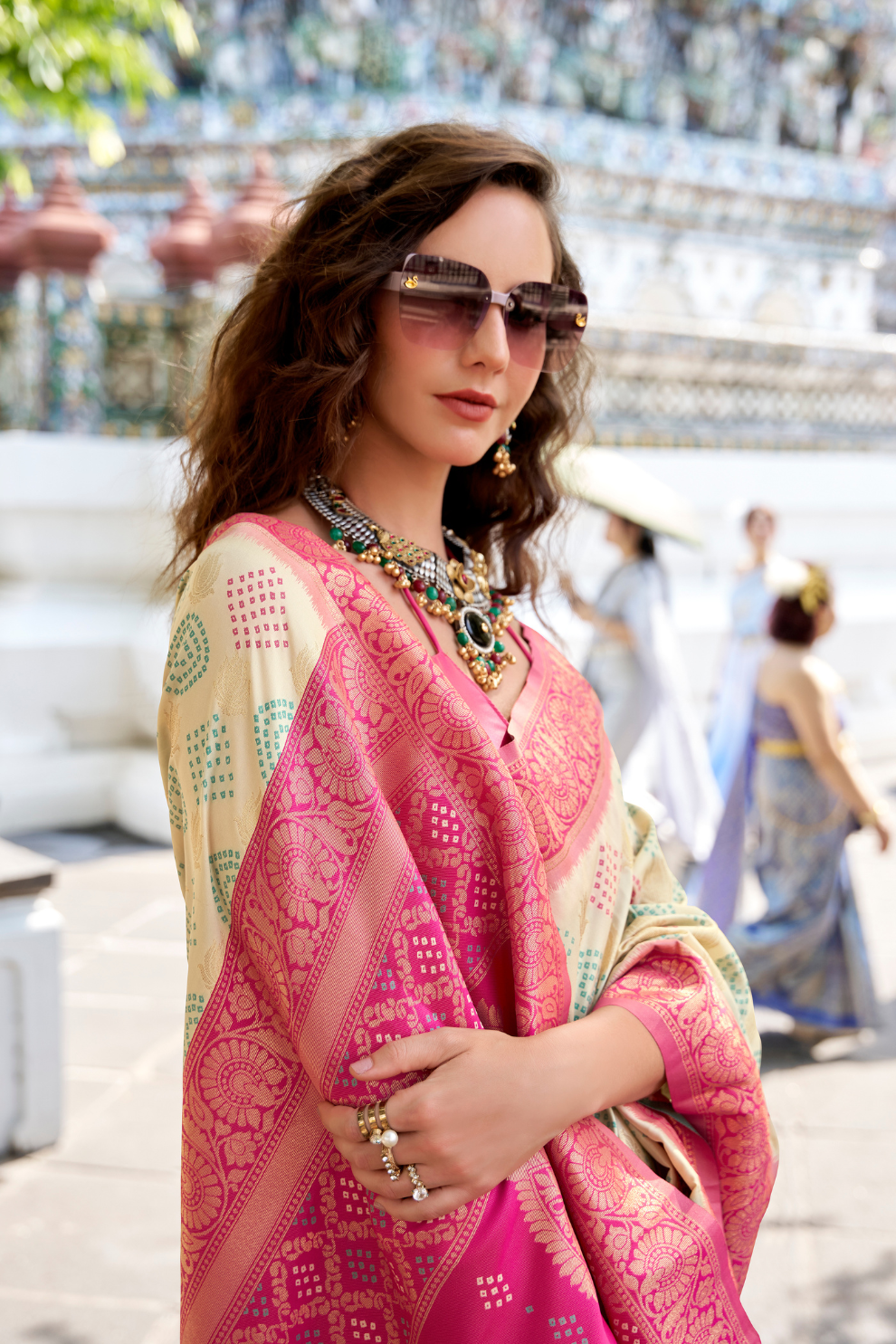 Soft Banarasi Bandhani Silk Saree with Traditional Weaving - LaVante Fashion
