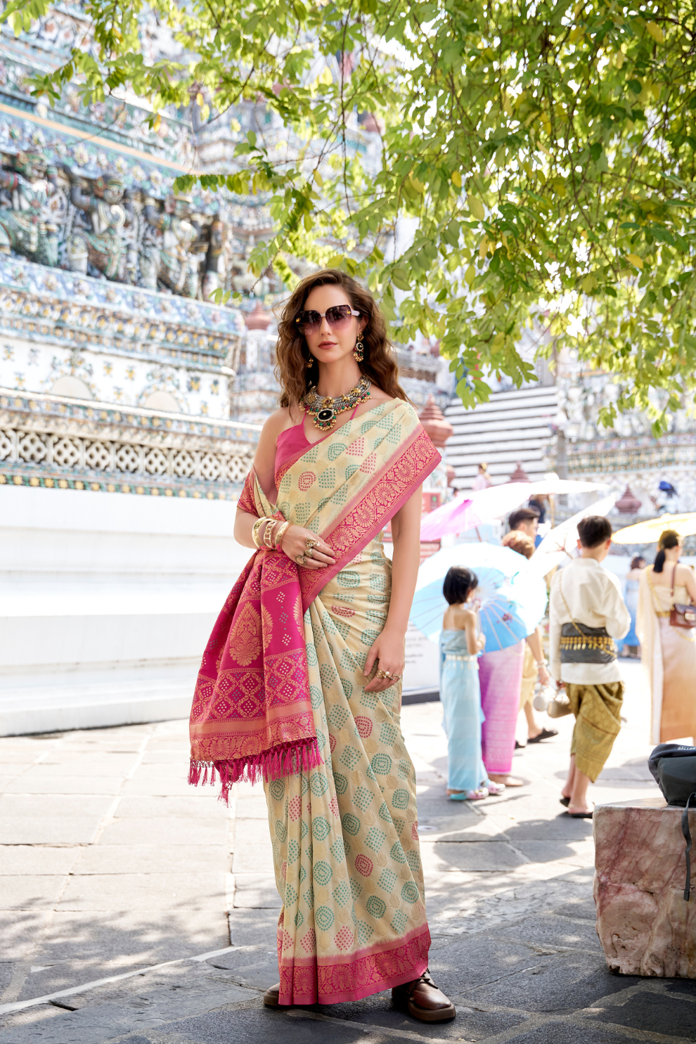 Soft Banarasi Bandhani Silk Saree with Traditional Weaving - LaVante Fashion