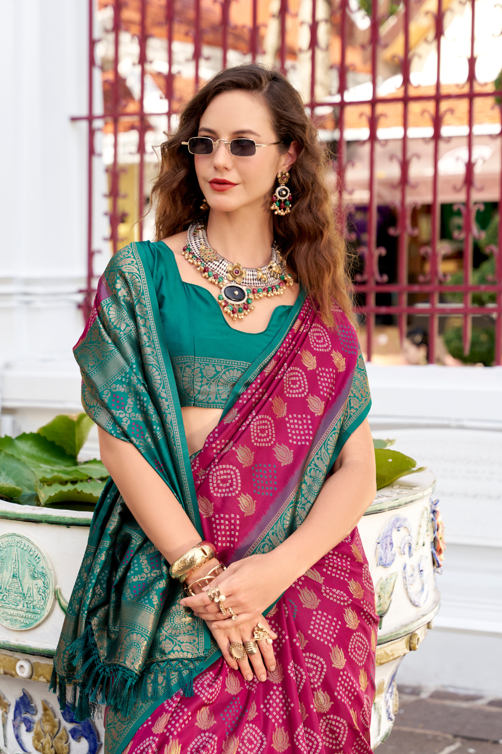Soft Banarasi Bandhani Silk Saree with Traditional Weaving - LaVante Fashion