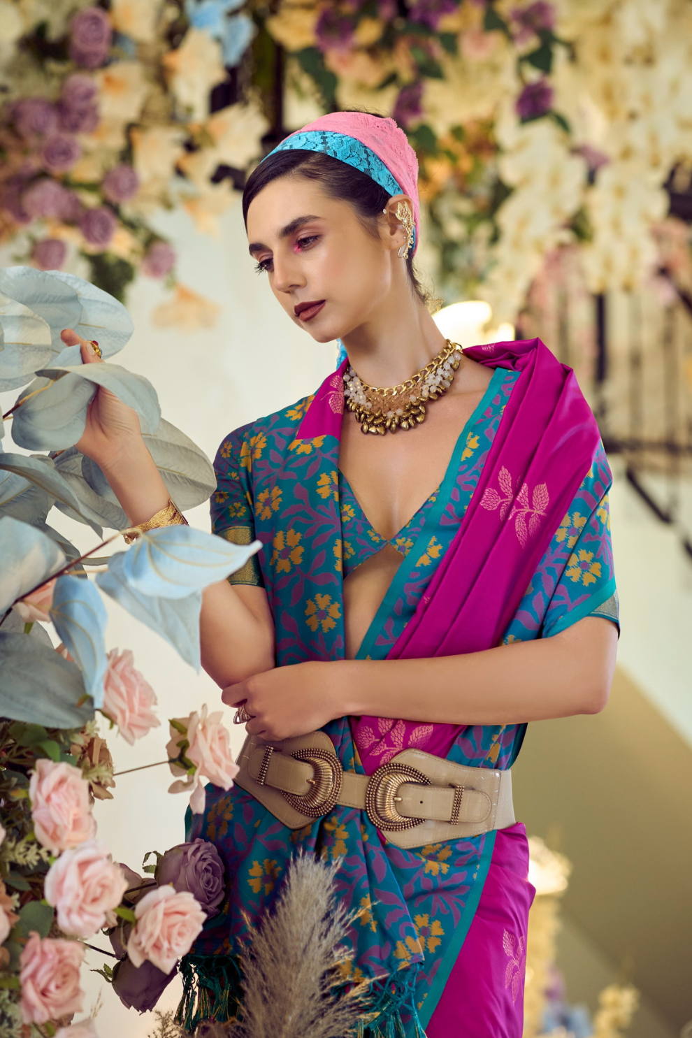Soft Silk Saree with Traditional Ikkat Border - LaVante Fashion
