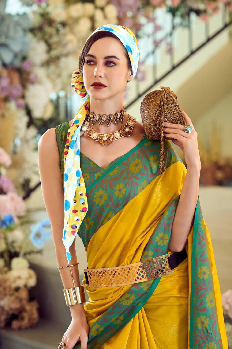 Soft Silk Saree with Traditional Ikkat Border - LaVante Fashion