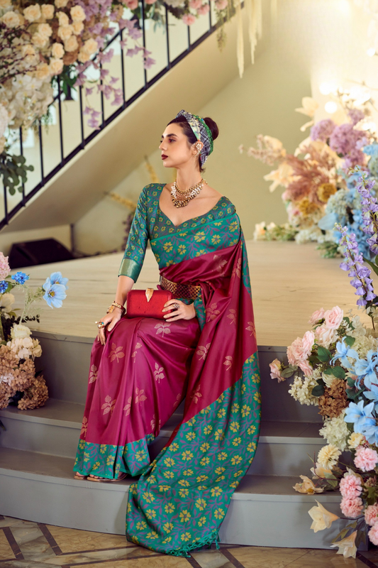 Soft Silk Saree with Traditional Ikkat Border - LaVante Fashion