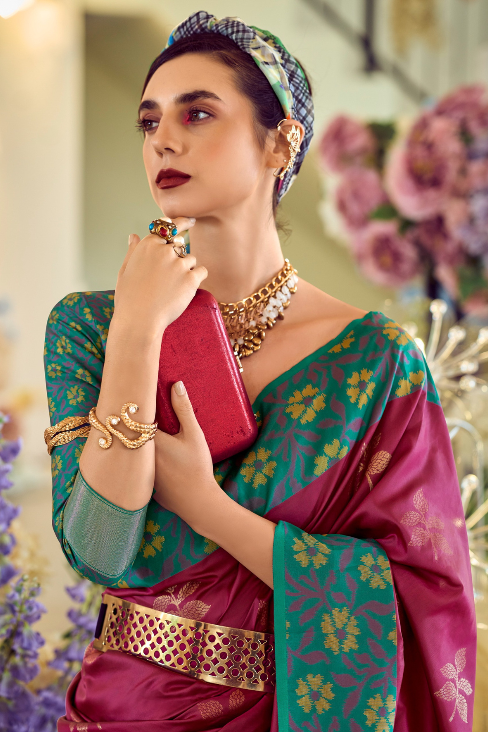 Soft Silk Saree with Traditional Ikkat Border - LaVante Fashion