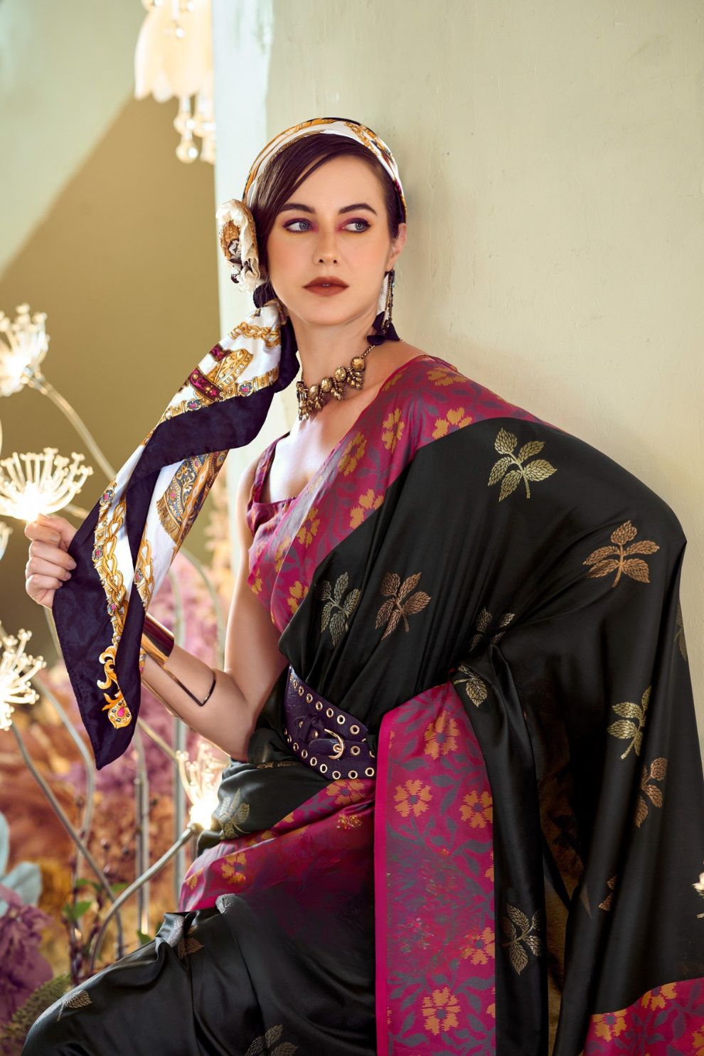 Soft Silk Saree with Traditional Ikkat Border - LaVante Fashion