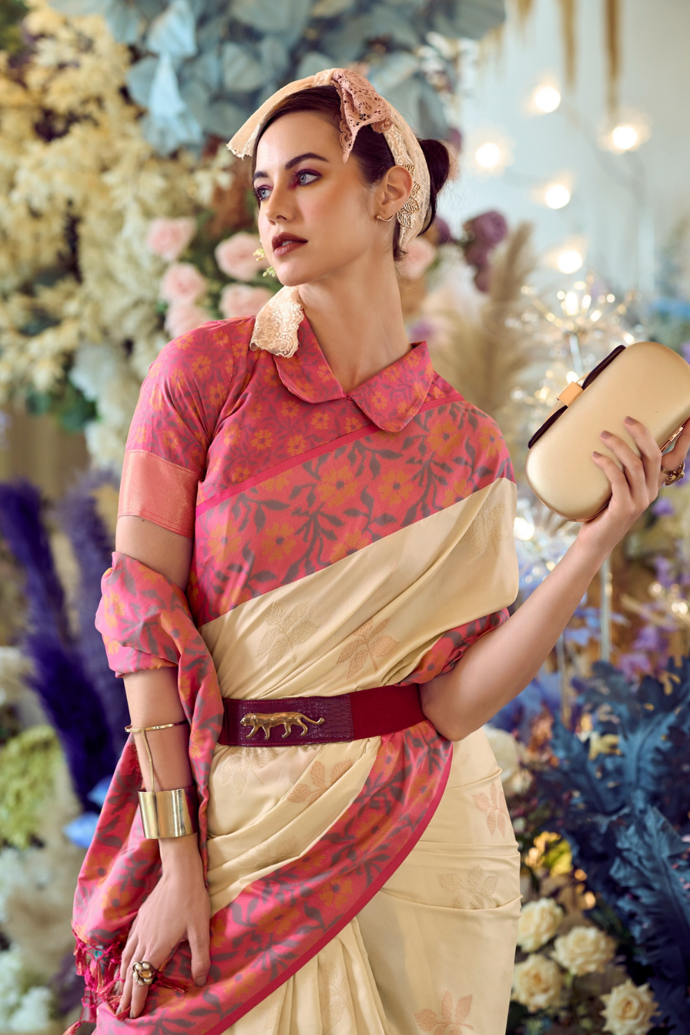 Soft Silk Saree with Traditional Ikkat Border - LaVante Fashion