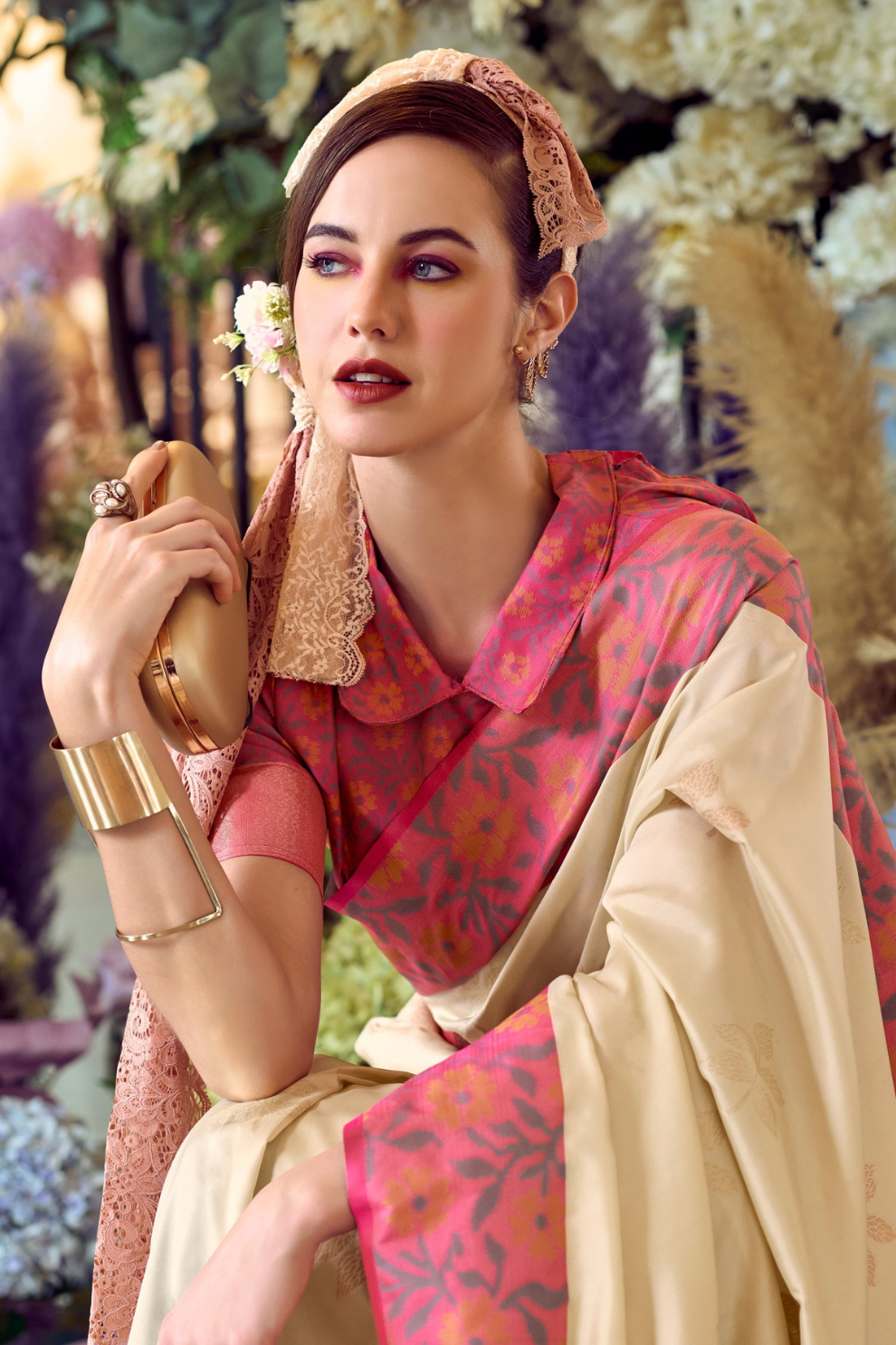 Soft Silk Saree with Traditional Ikkat Border - LaVante Fashion