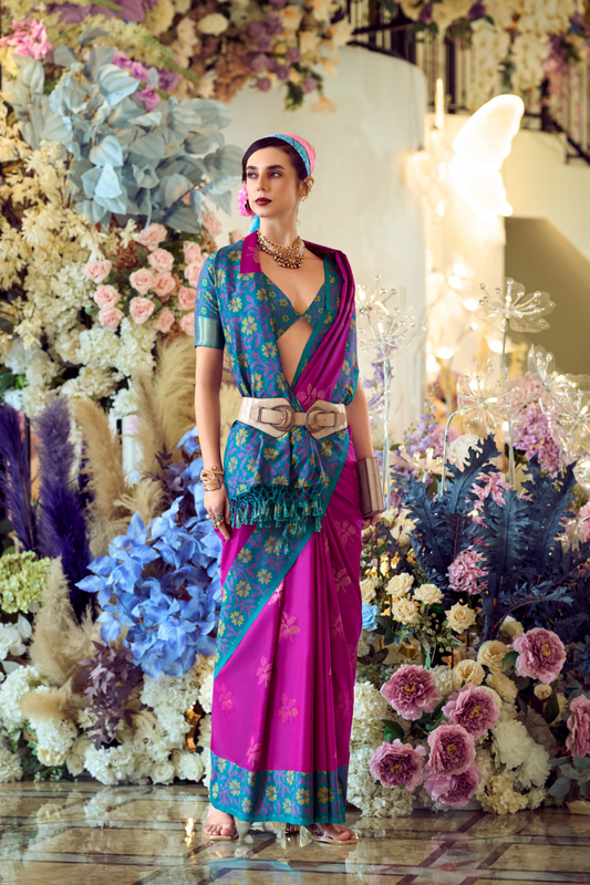 Soft Silk Saree with Traditional Ikkat Border - LaVante Fashion