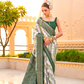 Foil Printed Poly Viscose Silk Saree with Elegant Aqua Finish