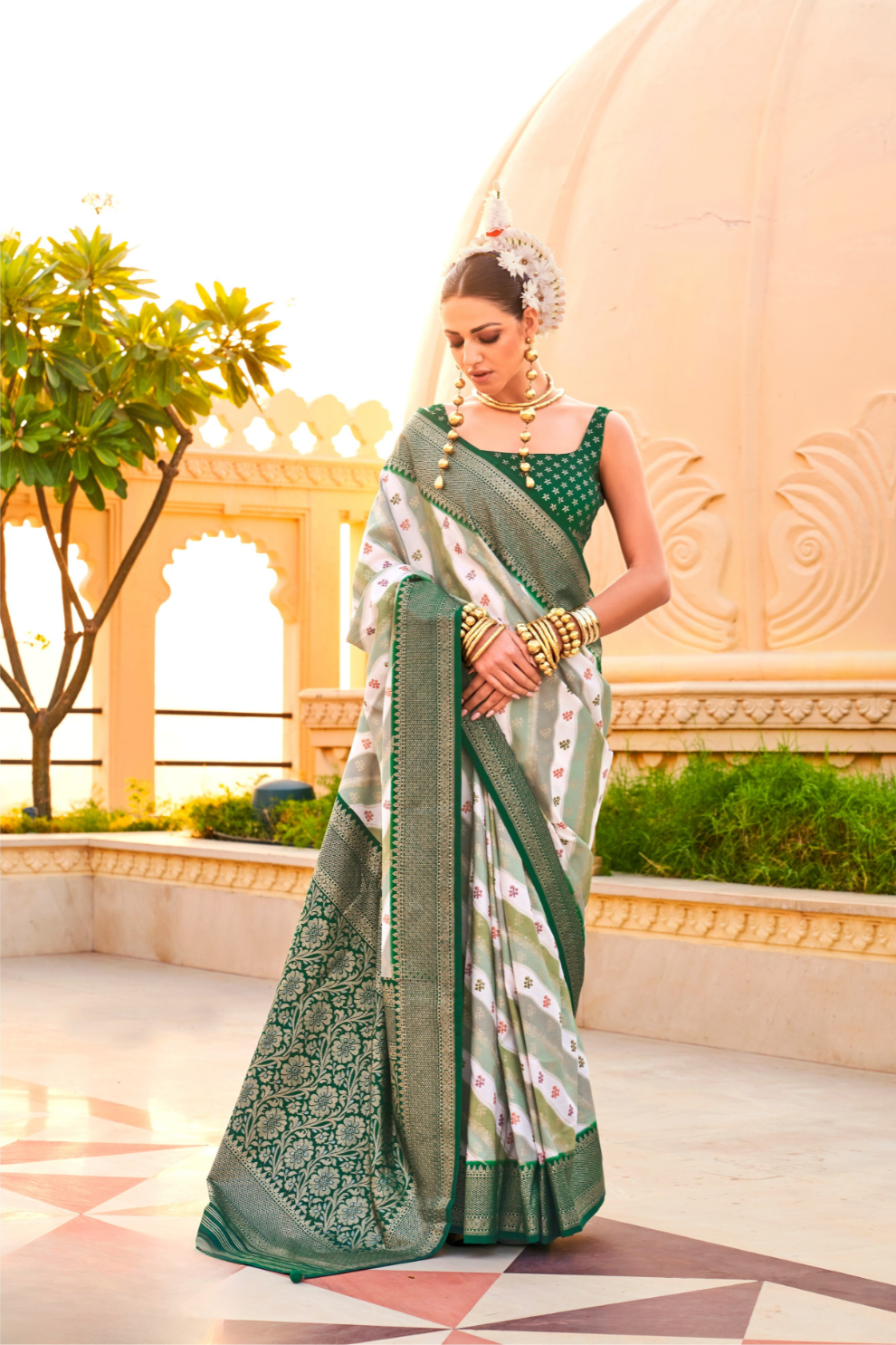 Foil Printed Poly Viscose Silk Saree with Elegant Aqua Finish
