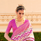 Foil Printed Poly Viscose Silk Saree with Elegant Aqua Finish
