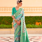 Foil Printed Poly Viscose Silk Saree with Elegant Aqua Finish
