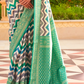 Foil Printed Poly Viscose Silk Saree with Elegant Aqua Finish