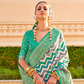 Foil Printed Poly Viscose Silk Saree with Elegant Aqua Finish