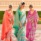 Foil Printed Poly Viscose Silk Saree with Elegant Aqua Finish