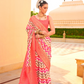 Foil Printed Poly Viscose Silk Saree with Elegant Aqua Finish