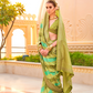 Foil Printed Poly Viscose Silk Saree with Elegant Aqua Finish