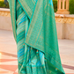 Foil Printed Poly Viscose Silk Saree with Elegant Aqua Finish