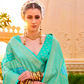 Foil Printed Poly Viscose Silk Saree with Elegant Aqua Finish