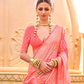 Foil Printed Poly Viscose Silk Saree with Elegant Aqua Finish