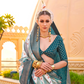 Foil Printed Poly Viscose Silk Saree with Elegant Aqua Finish
